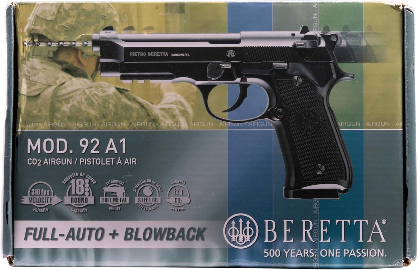 Umarex Beretta M92 A1 Blowback Air Pistol - Full-Auto .177 Caliber BB Gun for Realistic Shooting Experience