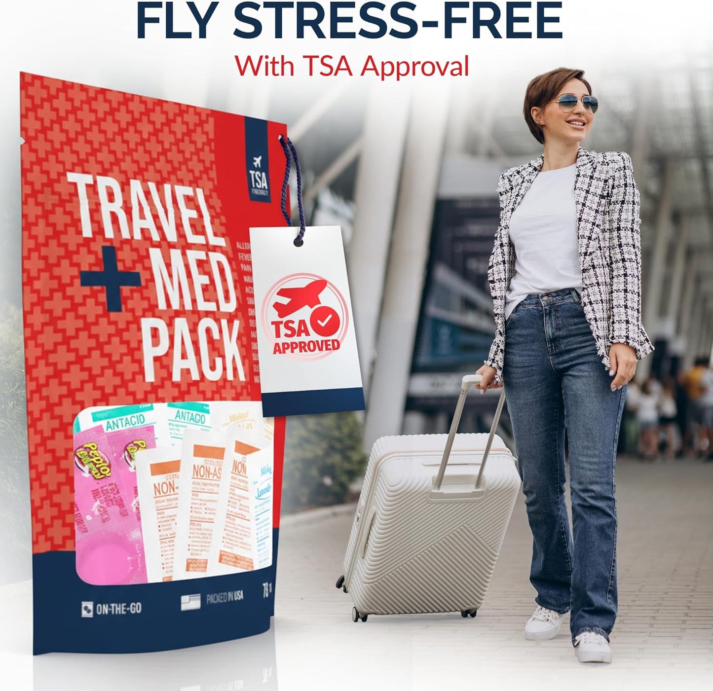 Travel Medicine Kit - 78-Piece TSA-Friendly Med Pack | Essential Individually Wrapped Medications for Travel