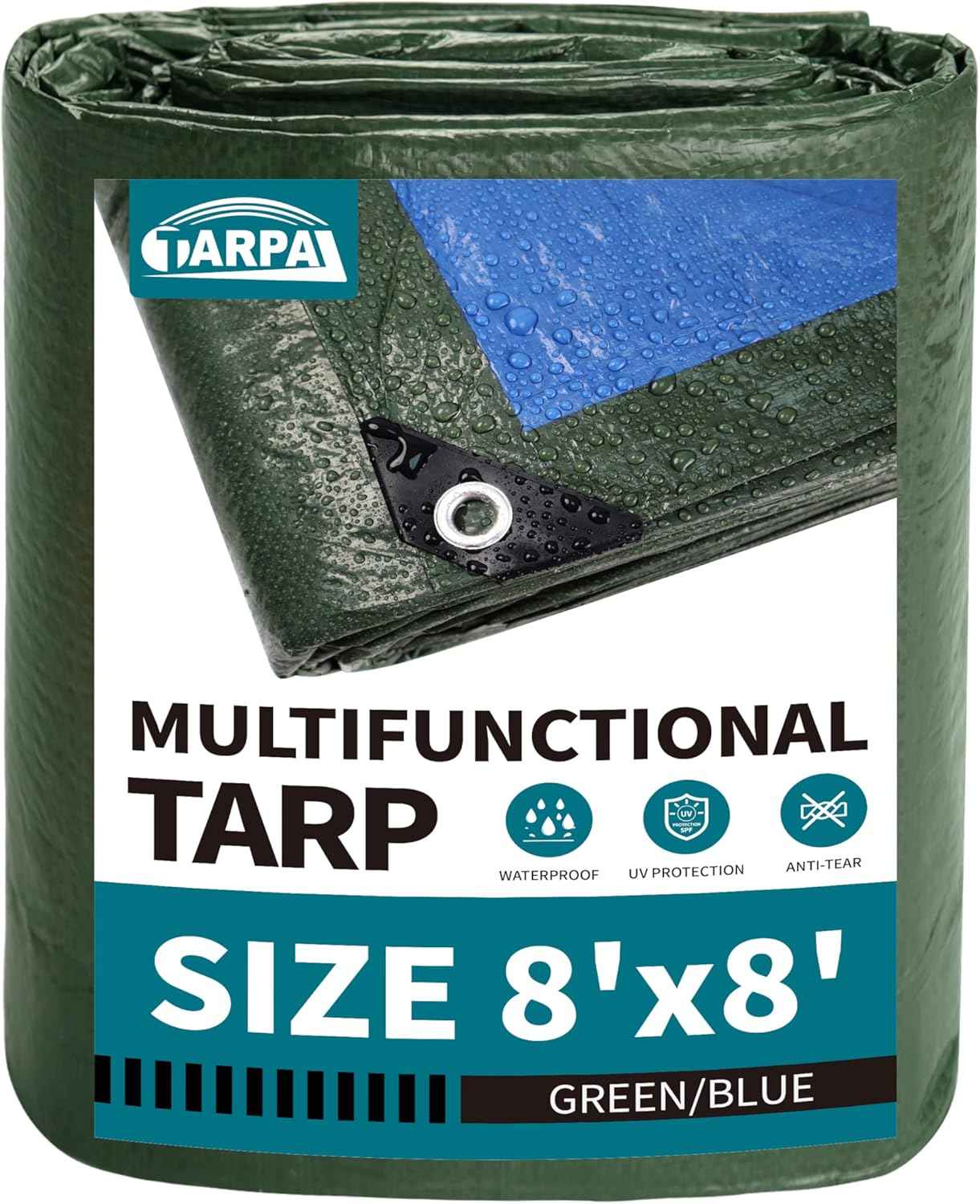 20x30 Feet Waterproof Green Tarp - Heavy-Duty Multipurpose Cover for Outdoor Use