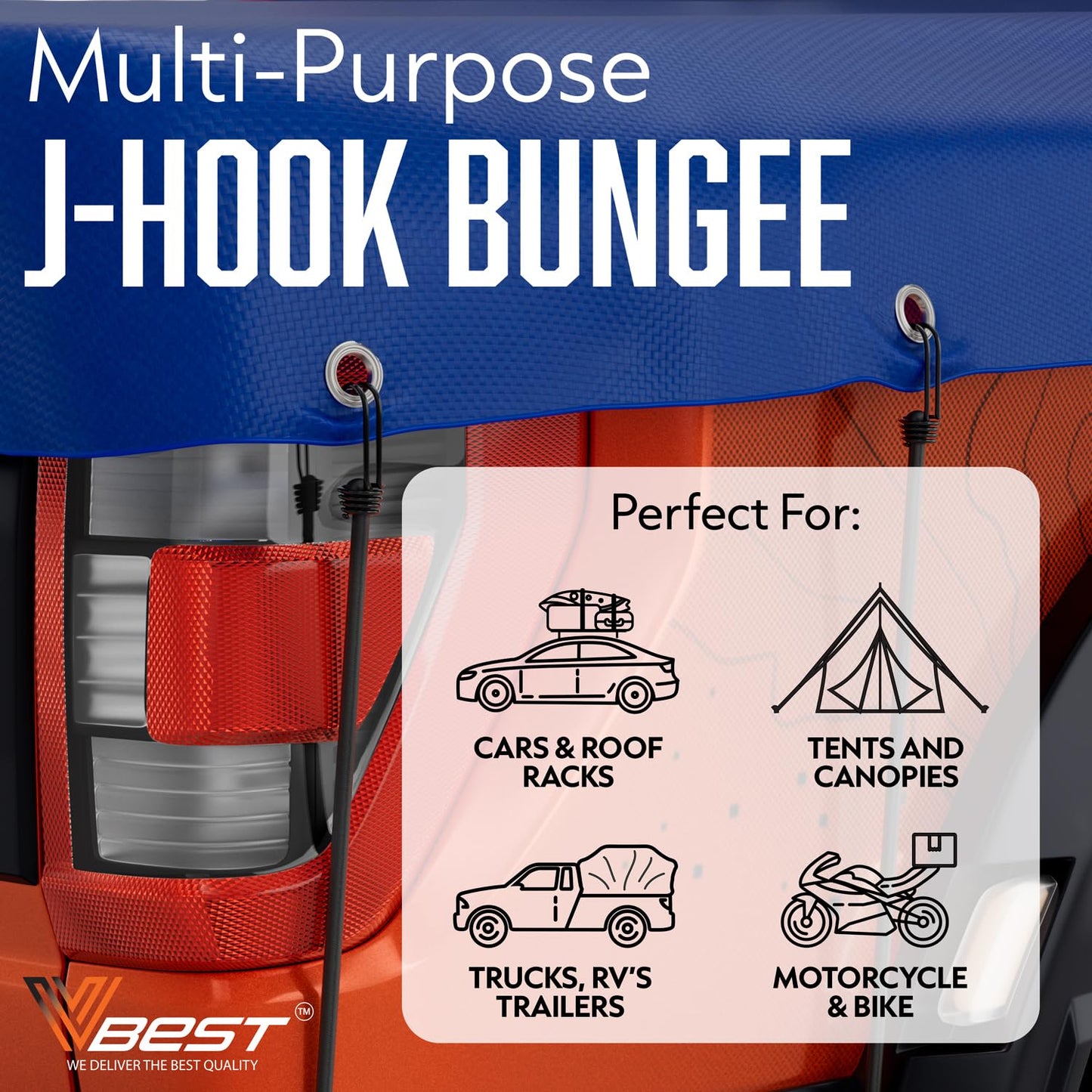 VBEST 24 Inch Bungee Cords with Hooks - 12 Piece Black Bungee Cords Heavy Duty Outdoor 2 ft