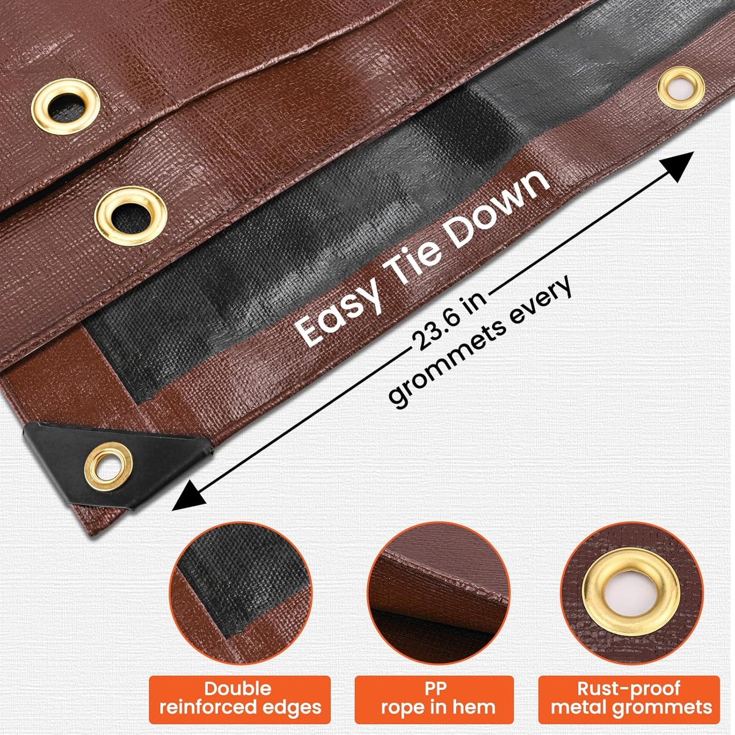 Heavy Duty Waterproof Tarp 10x12FT - UV Resistant, Tear & Fade Resistant with Brass Grommets