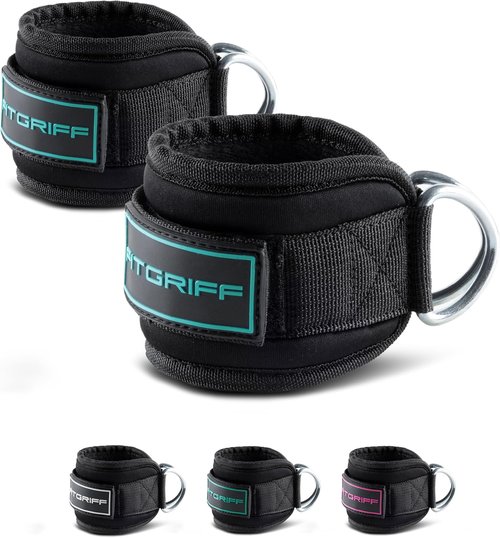 Fitgriff® Ankle Straps V3 - Premium Cable Machine Leg Pulley Attachment | 2-Pack Kickback Straps