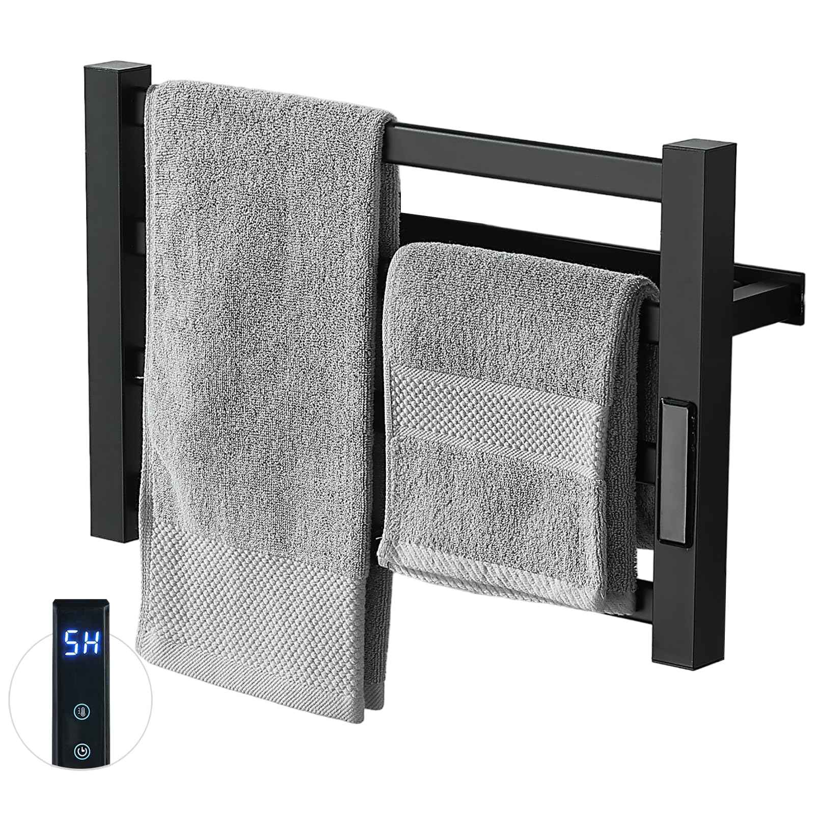 Heated Towel Rack，Towel Warmer with Built-in Timer, Stainless Steel Electric Towel Dryer Wall-Mounted Bath Heater