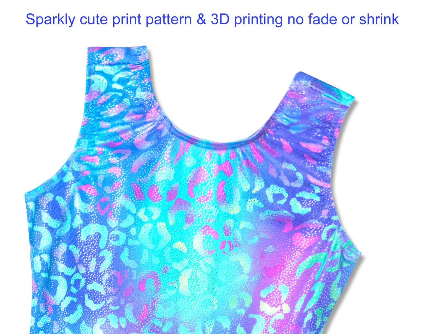 Domusgo Toddler Girls Leotards Gymnastics Size 2t 3t Shiny Colorful Green Purple Leopard Sleeveless Unitard with Shorts
