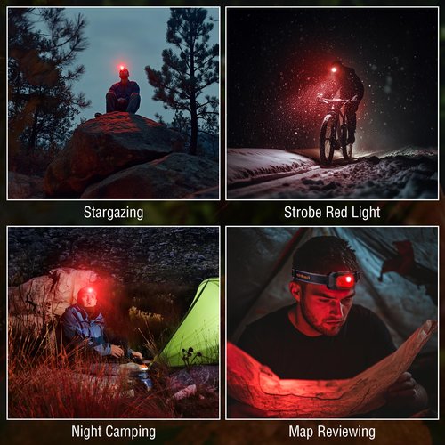 EverBrite Rechargeable Headlamp, 700 Lumens Head lamp for Adults, 6 Modes with White/Red/Green Light, 60° Adjustable LED Headlight for Hunting, Running, and Hiking