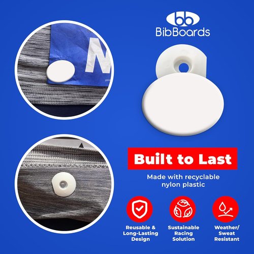 bibSNAPS Race Bib Clips - Secure Fasteners for Running & Cycling Events - Non-Magnetic, Soft & Reusable, 4-Pack in White