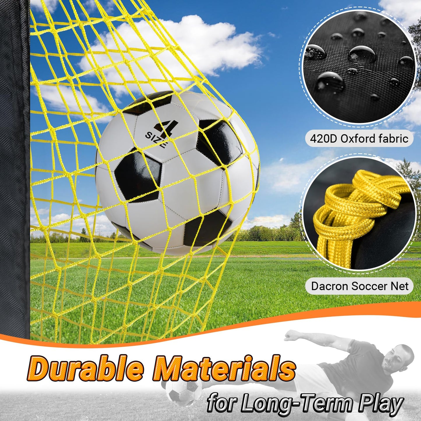 Happy Jump Kids Backyard Soccer Goals 7x5 & 5x3.6 FT, Portable Outdoor Play