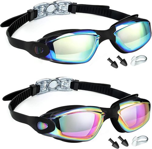 LOCONHA Swim Goggles - Anti-Fog, Leak-Proof Design | 2 Pack for Adults & Youth