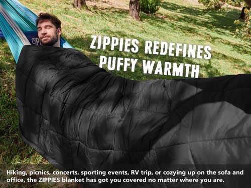 3M Thinsulate Insulation Puffy Camping Blanket for Cold Weather, Queen Size Warm Camping Quilt with Zipper, Waterproof Outdoor Sleeping Bag for Hammock, Cozy & Versatile Gift for Men and Women
