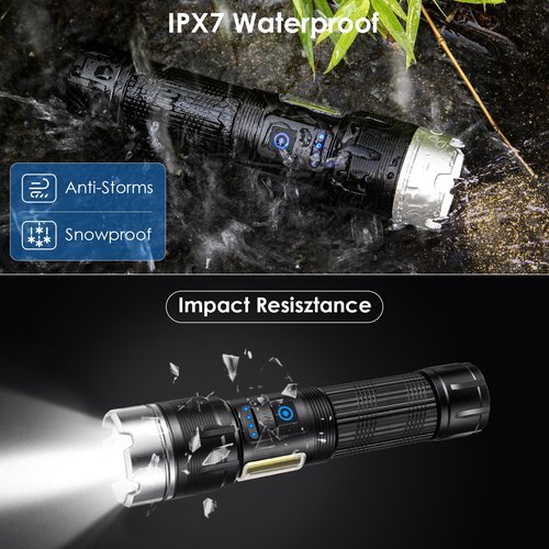 Cinlinso Flashlights Rechargeable High Lumens, 2 Pack Super Bright Flashlight, 7 Modes LED Flashlight, IPX7 Waterproof Powerful Flash Light for Home, Outdoor, Emergencies
