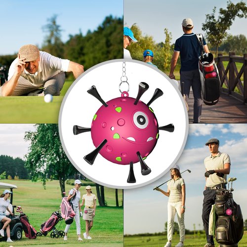 Golf Tee Holder, Portable Golf Ball Tees Holder with Novelty Keychain Accessory for Golf Club Bag, Golf Gift Accessories for Golfer Men Women, Fits 3 1/4, 2 3/4, 1 1/2 Tees