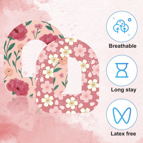 25pcs Adhesive Patches for Omnipod 5, Waterproof Overpatches CGM Sensor Covers Breathable Adhesive Tape Grip Sensor Stickers for Omnipod 5 Accessories (Floral Print)