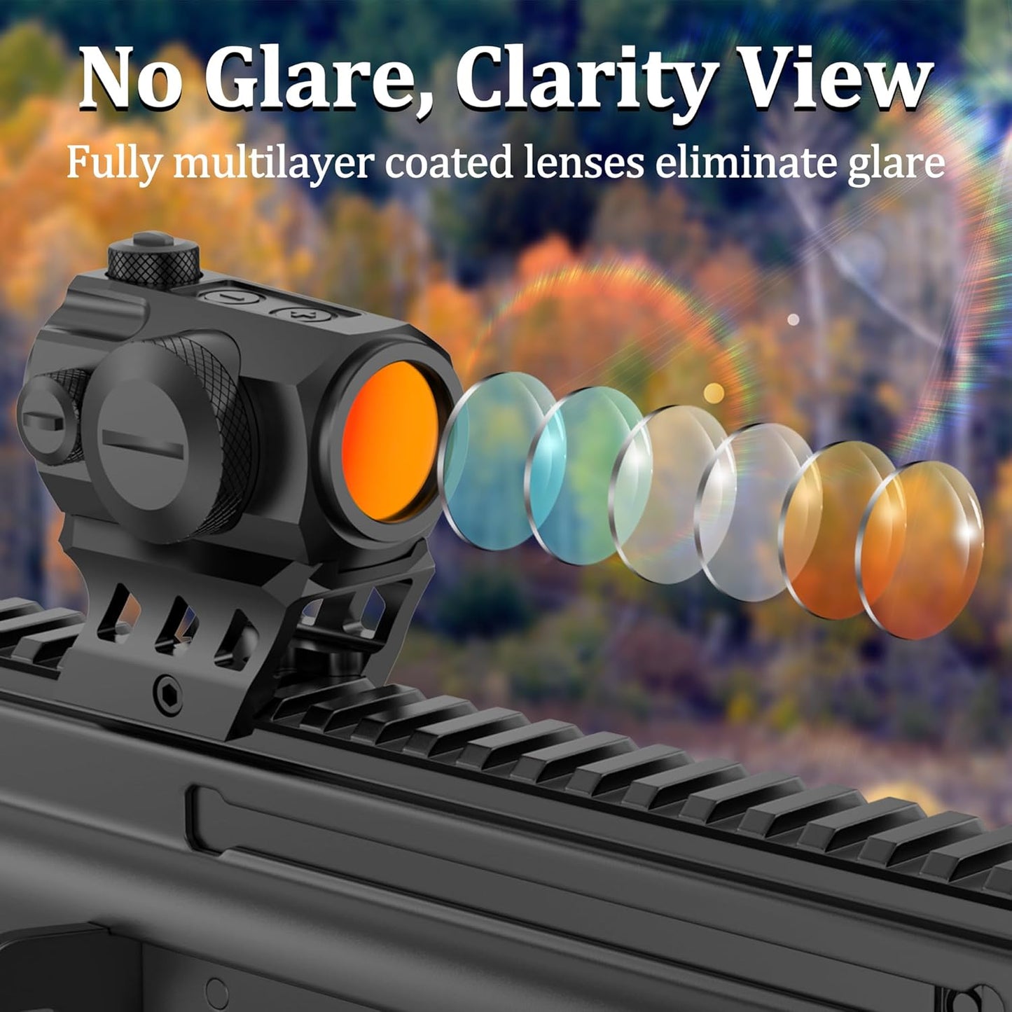 Red Dot Sight - Shake Awake 2 MOA Tactical Rifle Scope with 10 Brightness Settings | Compact 1X20mm Optics