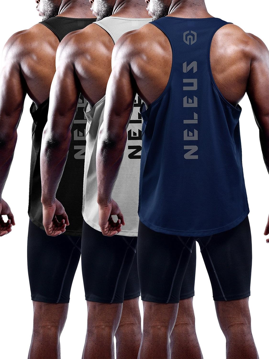 NELEUS Men's Dry Fit Y-Back Muscle Tank | 3-Pack Workout Gym Shirts for Ultimate Comfort