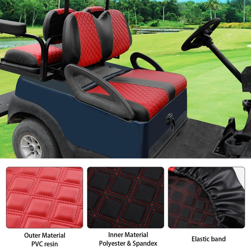 Roykaw Golf Cart Seat Covers Kit Fit for Club Car Precedent OEM Ordinary Seat Cushion, Marine Grade Vinyl Material/More Soft and Comfortable, Breathable & Easy to Clean