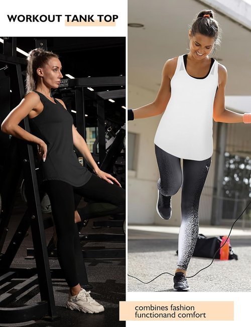 AURUZA Athletic Tank Tops for Women - Racerback Mesh Yoga Shirts | Black, Size Small