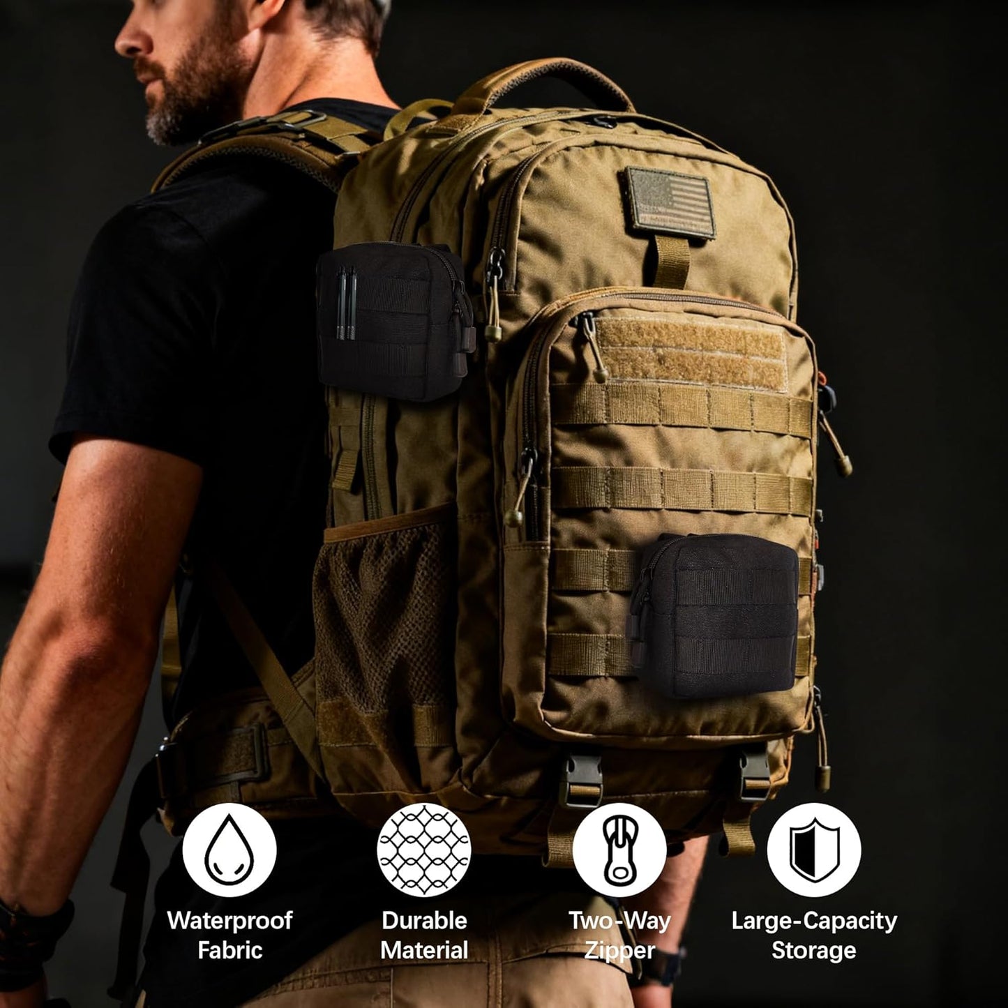 Skiennix Mini Tactical Molle Pouch - Compact Utility Tool Organizer | 2 Pack, Versatile Design