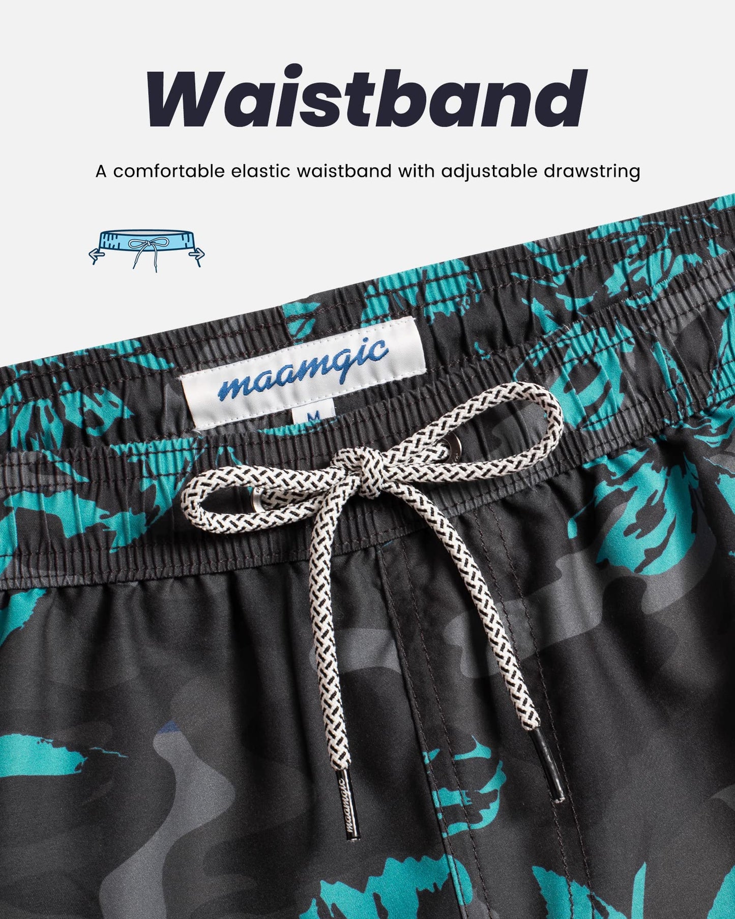 maamgic Mens Swim Trunks Quick Dry Swim Shorts with Mesh Lining Funny Swimwear Bathing Suits 7inch Dark Grey Poppy Flower Large