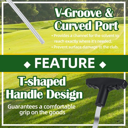 Golf Grip Removal Tool - 12" V-Groove Grip Saver Tool - Compatible with Irons, Woods & Standard Putter Grips - Use with Solvent| High-Carbon Steel | Protects Grips