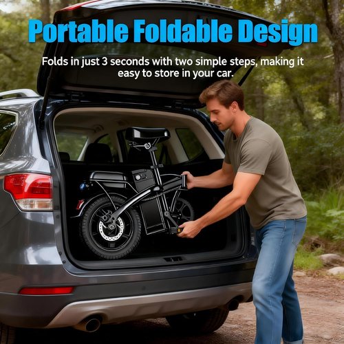 HLOIE Folding Electric Bike - 750W Motor, 23MPH Max Speed | 14" Ebike with 48V 12AH Battery, 35 Miles Range