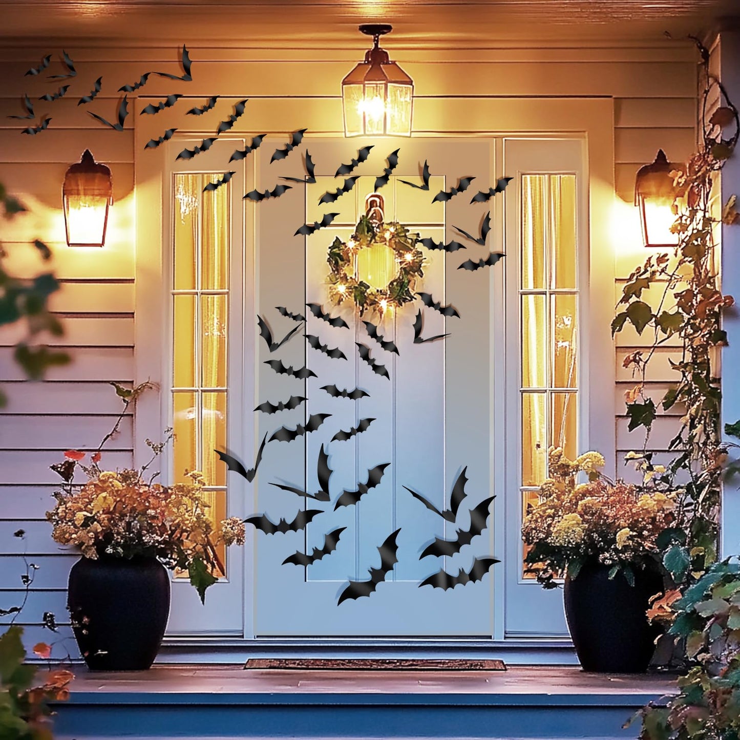 Halloween Decorations Bats Wall Stickers,120 PCS Reusable 3D Black Halloween Bats Scary Stickers with Double-Sided Tape for Halloween Home Decor DIY Window Wall Indoor Outdoor Halloween Party Supplies