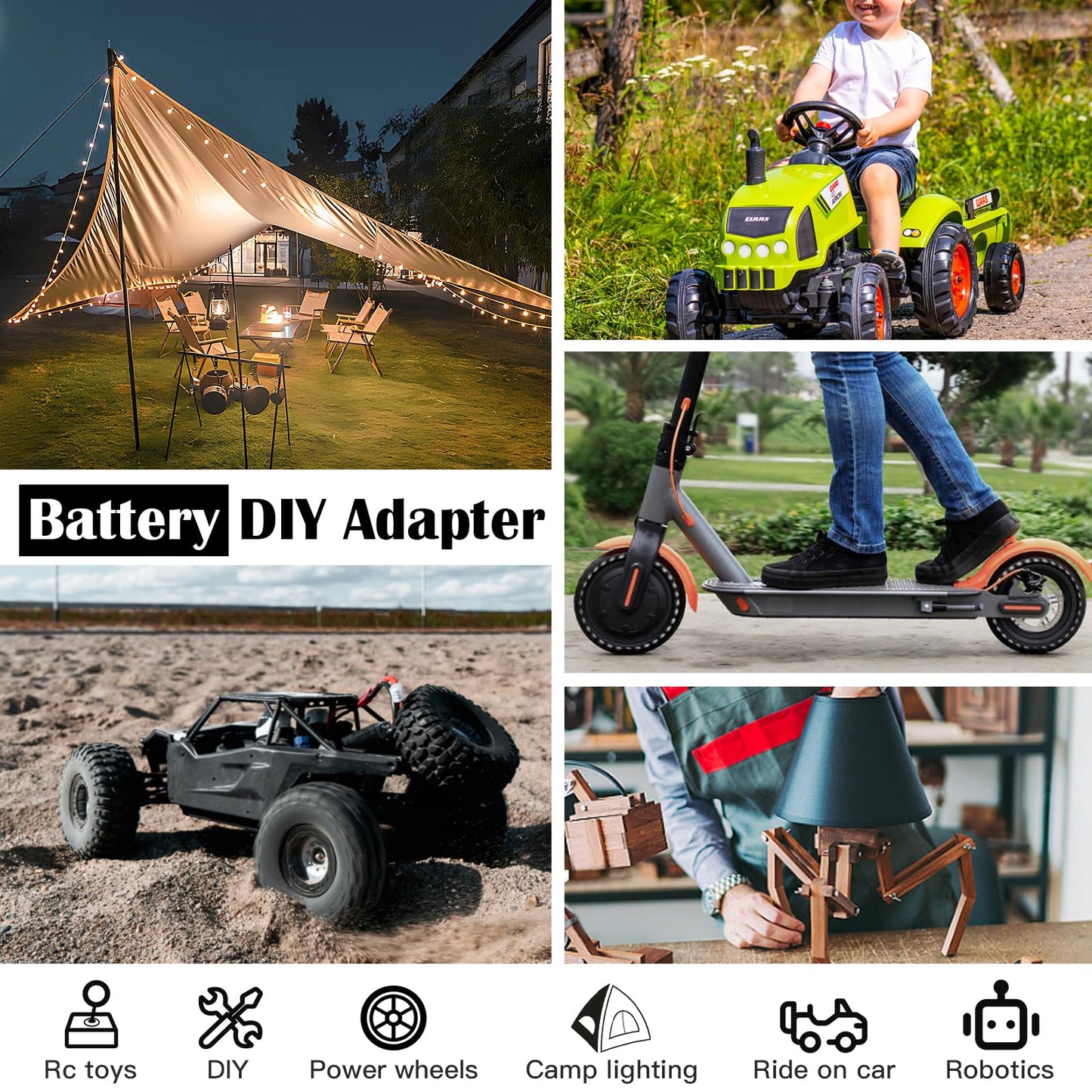 1 Packs Power Wheel Adapter for Milwaukee M12 Battery Adapter 12V Power Wheel Battery Conversion Kit with Switch, Fuse & Wire Terminals, 12AWG Wire, Power Connector for DIY Rc Car Toys and Robotics