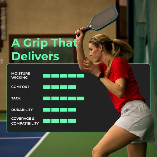 ADV MaxTac Tacky Pickleball Overgrip - 6 Pack - Extremely Sticky Non-Slip Pickleball Grip Tape - Razor-Thin & Easy to Use Pro Pickleball Paddle Grip Tape (6-Pack Black)