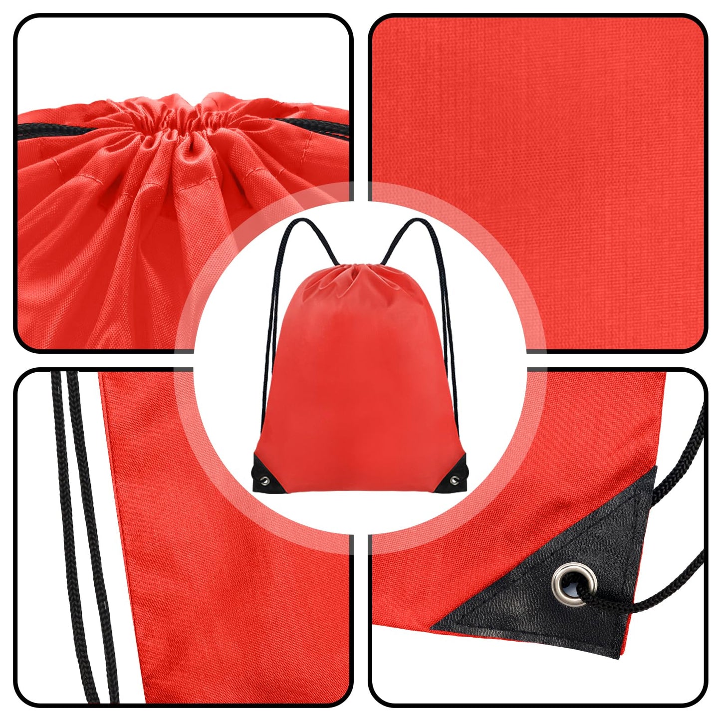 Grneric Drawstring Bags 28 Pcs String Backpack Bulk Cinch Bag Sackpack for Men Women Gym(Red)