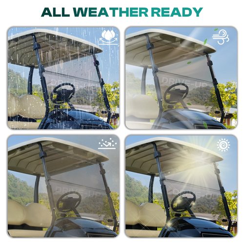 DRIVE UP Golf Cart Windshield, Club Car Windshield Compatible with Club Car Precedent, Onward, Tempo 2004-Up Electric and Gas Golf Carts, Tinted Foldable Windshield Impact Resistant and UV Protection