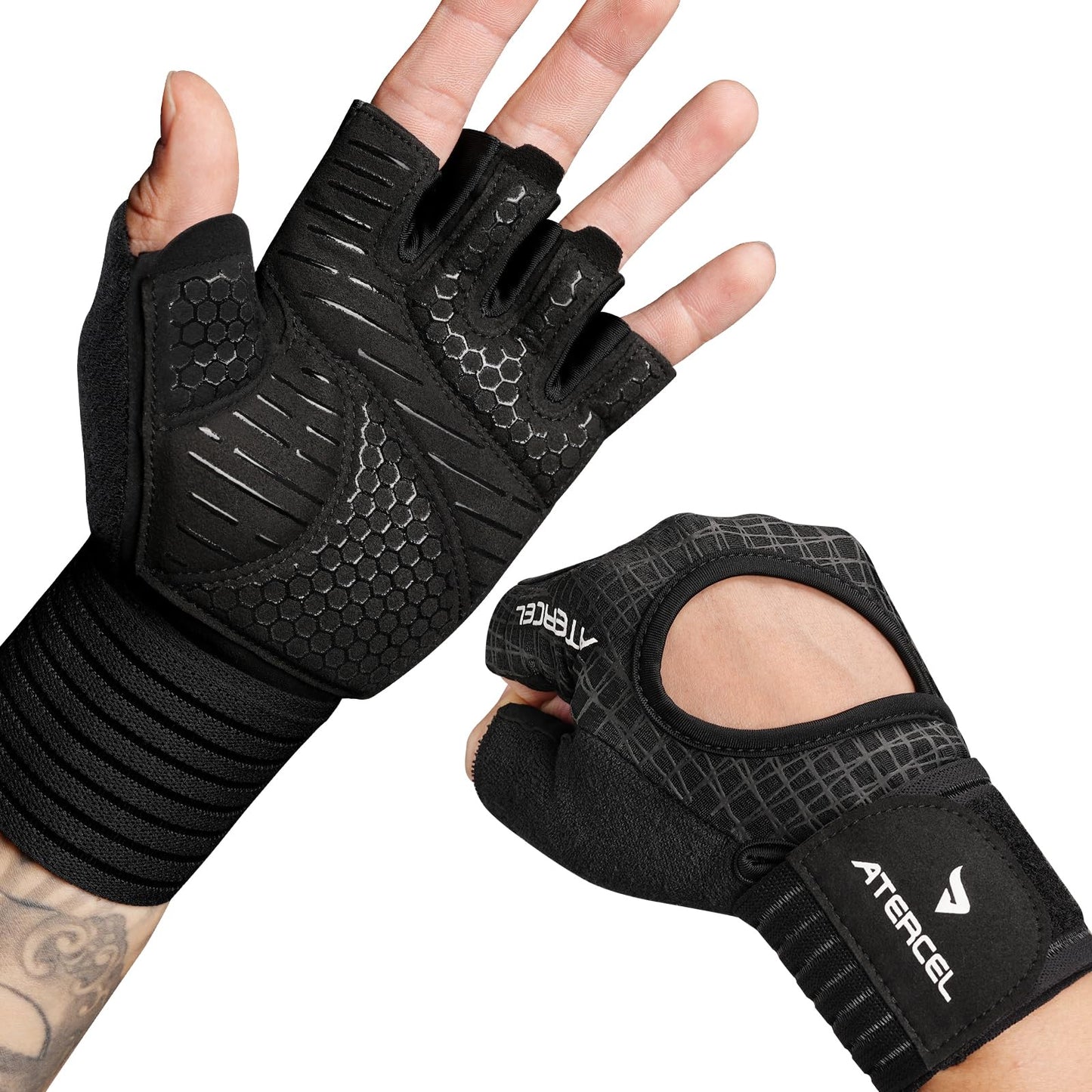 ATERCEL Gym Gloves for Men and Women, Workout Gloves with Wrist Support for Weight Lifting and Fitness