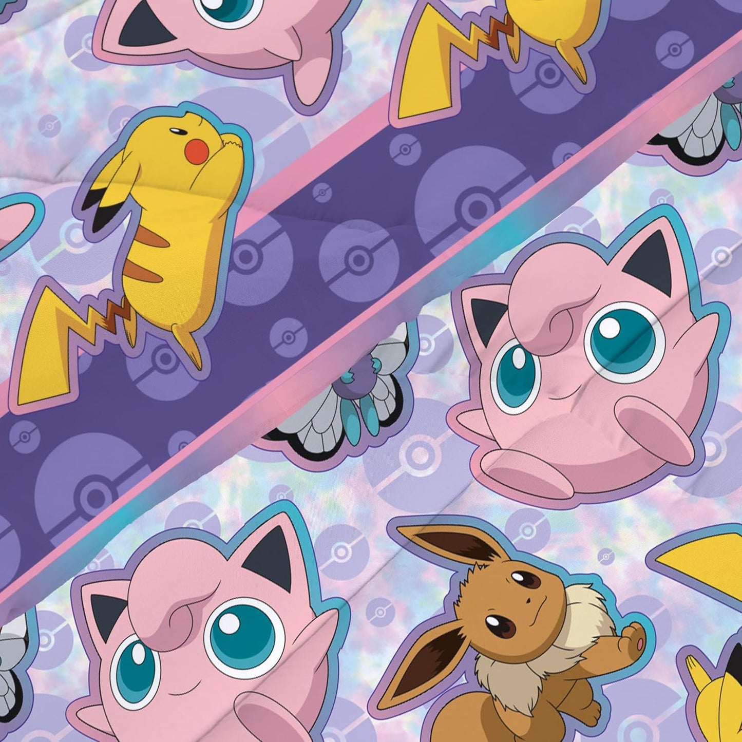 Northwest | Pokémon Twin Bed in a Bag Set - Pikachu, Eevee & Jigglypuff Anime Bedding for Kids