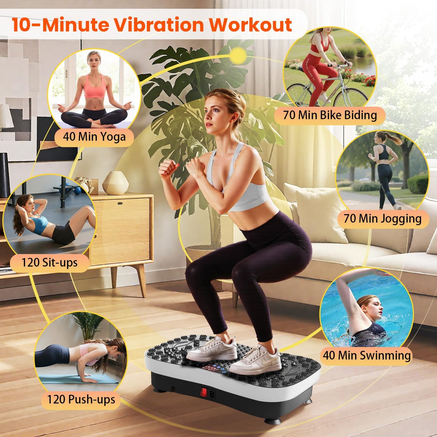 AXV Vibration Plate Fitness Platform Exercise Machine Vibrating Shaking Full Body Shaker Workout Vibrate Stand Shake Board Sport for Weight Loss Fat Burner for Gym Home Office