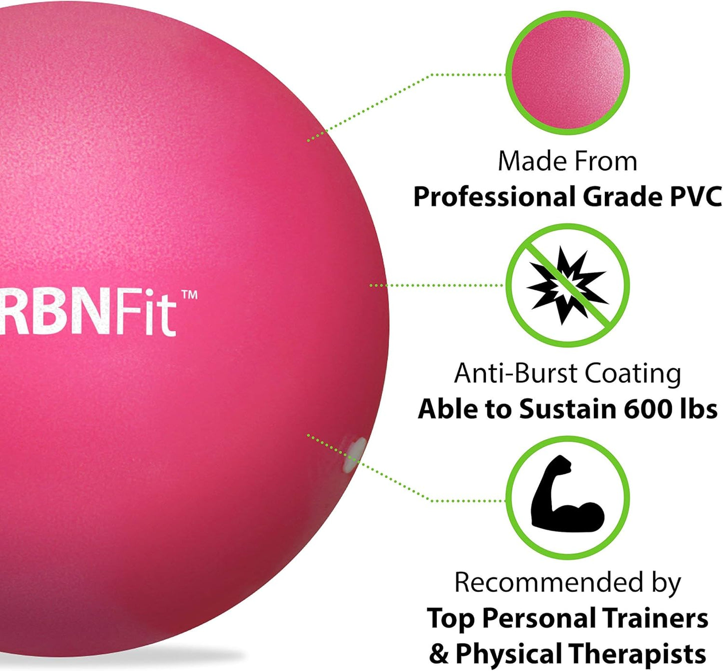 URBNFit Mini Exercise Ball 9” - Pilates & Yoga Stability Ball for Core Strength & Balance | Anti-Burst Design with Quick Pump