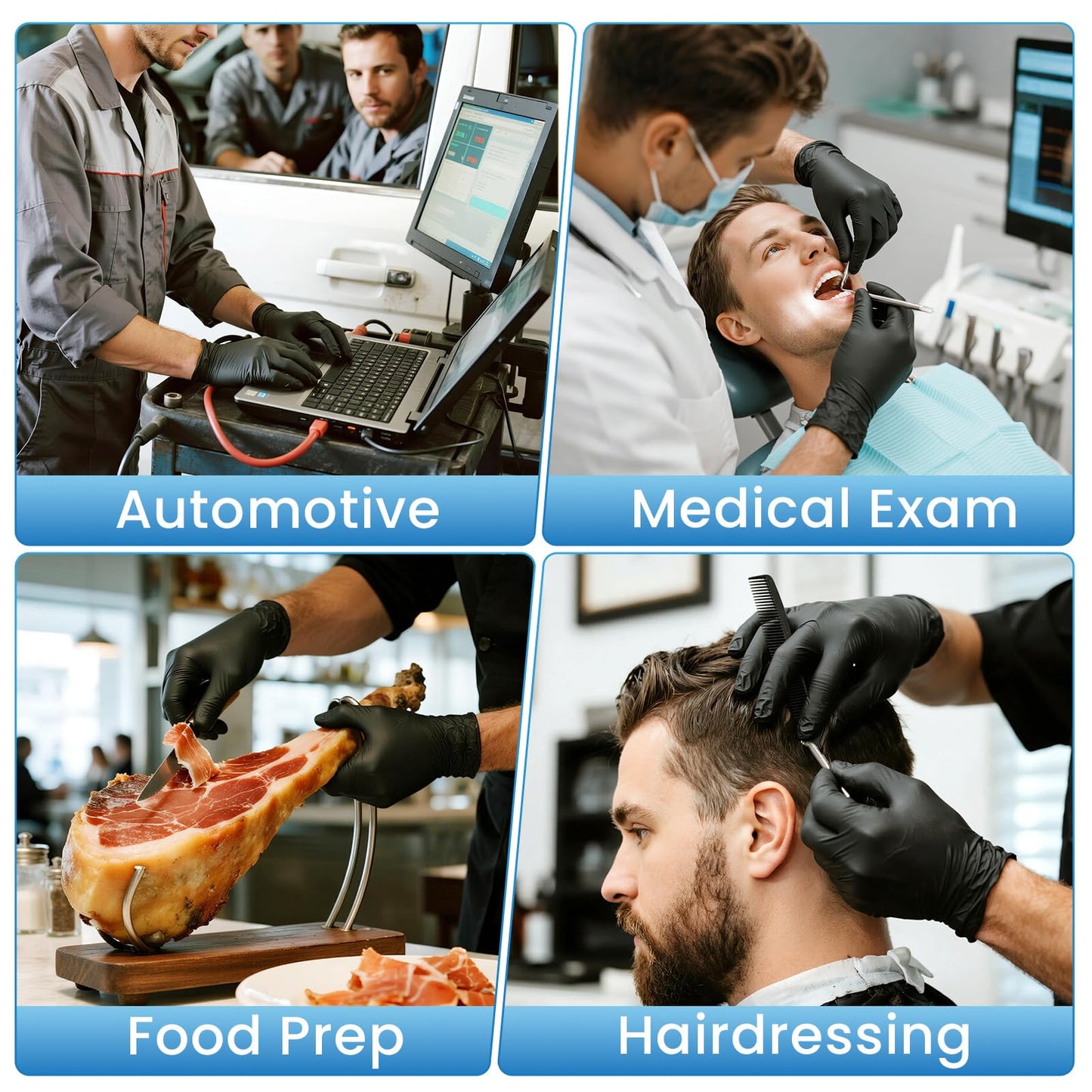 Borje Nitrile Gloves Medium, 6 Mil 100 Count Disposable Gloves, Black, Latex & Powder-Free, Medical Exam, Food Safe, Cooking, Mechanic, Cleaning