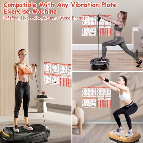 FANPARE Vibration Plate Exercise Machine Workout Chart Posters - 6 Laminated Wall Fitness Guide & 2 Reusable Planner & 1 Erasable Pen, Suitable for Home Gym Whole Body Training