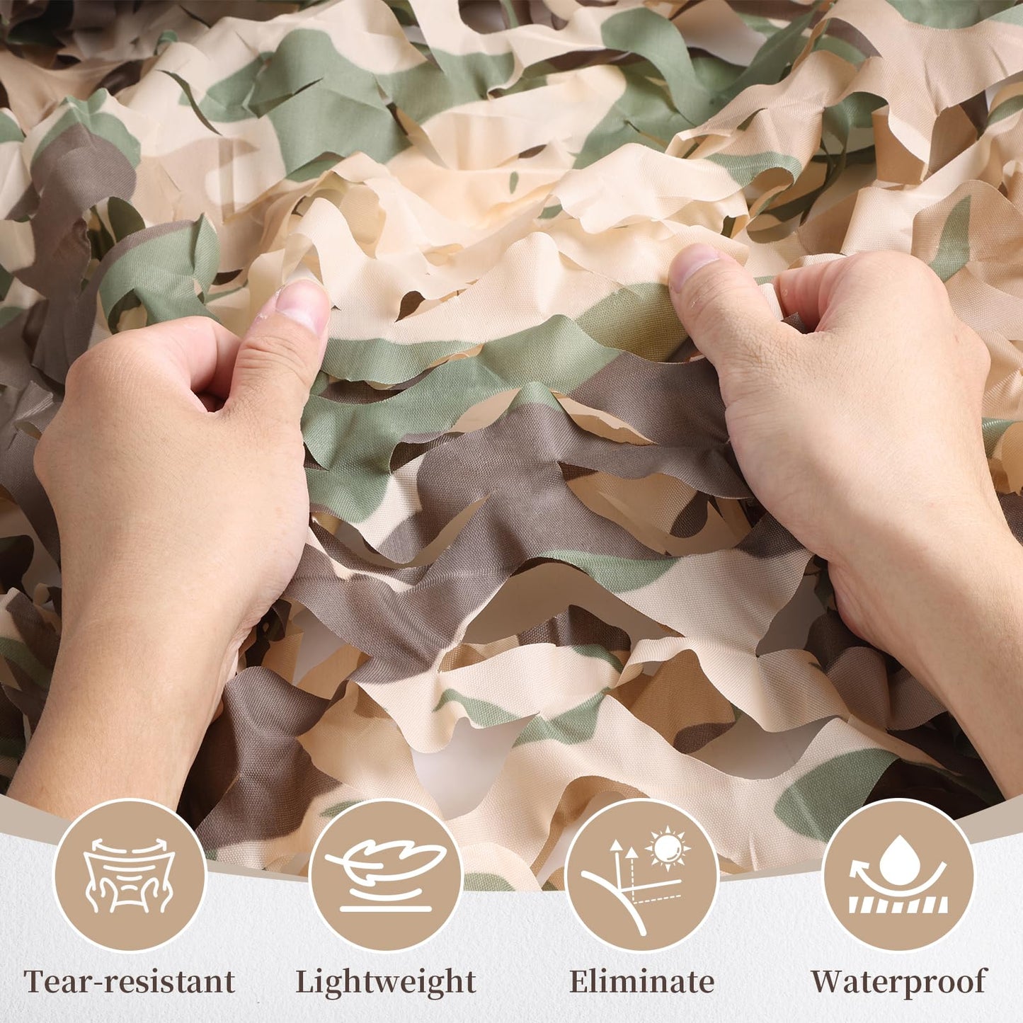 Yeacool Camo Netting Camouflage Netting Sunshade Net for Decor Hunting Blind Outdoor Photography Dinosaur Birthday Theme Party Decoration (Brown Camo, 9.8ftx19.7ft,3m*6m)