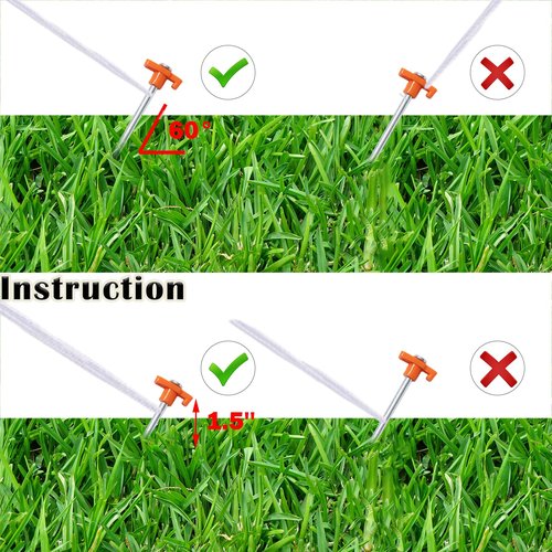 Nexboraque 20 Pack Tent Stakes - 9.75 Inch Galvanized Non-Rust Ground Stakes Heavy Duty Canopy Anchors Metal Tent Pegs for Camping, Garden, Hiking, Orange