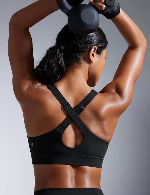 CRZ YOGA Sports Bra - Butterbreeze Criss Cross Back with Adjustable Straps | V Neck Padded Crop Top