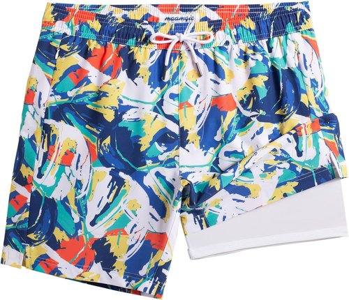 Maamgic Men's 2-in-1 Swim Trunks - 7 Inch Board Shorts with Quick-Dry Comfort & Style