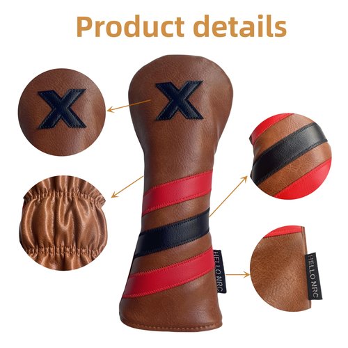 WTLJQQY Golf Club Head Covers Driver 3 Wood 5 Wood Hybrid Headcover or 3pcs Set Brown Leather Golf Headcovers for Golf Clubs Gifts for Men Golfer