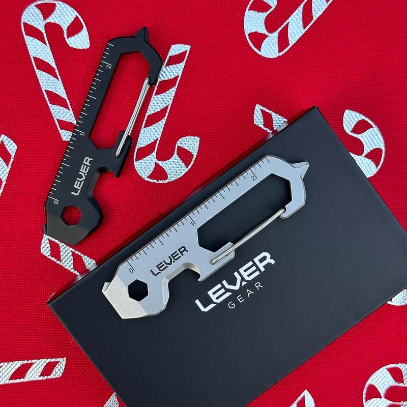 Lever Gear Clip KT - Carabiner Keychain Tool & Key Hang - Slim Keychain Multitool W 12 Essential Tools For Daily Tasks (Silver, Single)