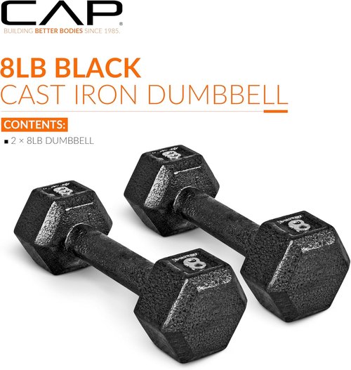 CAP Barbell Cast Iron Hex Dumbbell - Durable Weight Training Equipment | Various Sizes Available