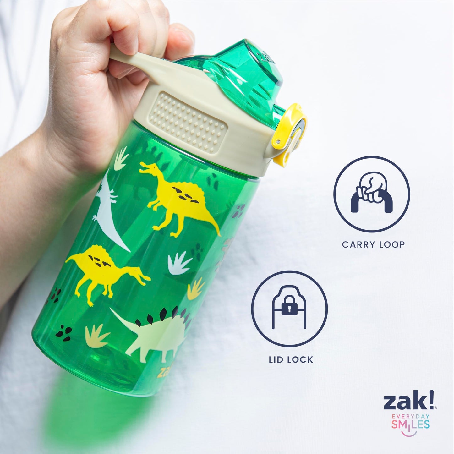 Zak Designs Sanrio Sage Water Bottle For School or Travel, 25oz Durable Plastic Water Bottle With Straw, Handle, and Leak-Proof, Pop-Up Spout Cover (Hello Kitty)