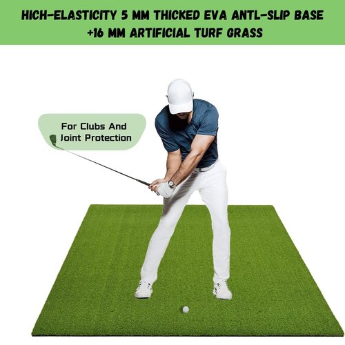 Golf Mat 5x4ft, Golf Hitting Mats for Indoor/Outdoor Practice, 21mm Dense Elite Artificial Hitting Training Mat,High-Elasticity Artificial Turf Mat for Golf Simulator Chipping Driving Training