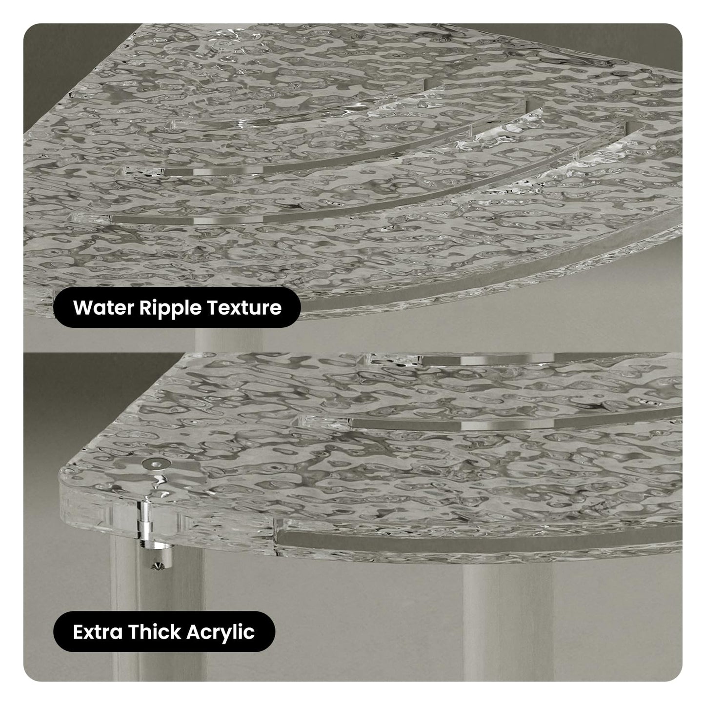 Sumerflos Acrylic Corner Shower Stool for Inside Shower, Clear Small Shower Bench for Shaving Legs Seating Waterproof Heavy Duty Assemble Modern (Textured, 11.81" D x 11.81" W x 18.11" H)