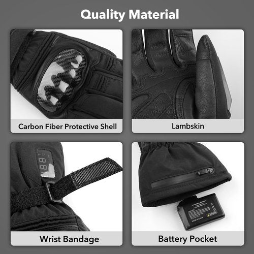 Heated Motorcycle Gloves, 2700mAH Rechargeable Heated Gloves for Men Women, Temperature Display Winter Gloves for Outdoor Skiing Cycling Fishing Hunting