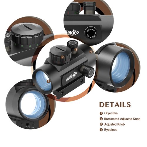 AOMEKIE Airsoft Red Dot Sight Scope Reflex Sight Rifle Scope 30mm Multi-Coated Lens with 22mm/11mm Weaver Picatinny Rail Mount for Hunting Shooting