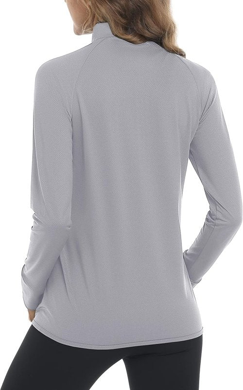 MAGCOMSEN Women's Lightweight Athletic Jacket - UPF 50+ Sun Protection, Full Zip, Long Sleeve, Hiking Ready