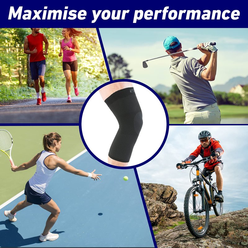 Neo-G Knee Sleeve for Daily wearing, Good for Sprains, Strains, Weak Muscles - Knee Sleeves for Men and Women – Fits for sports Running, Hiking, Yoga, Basketball - Airflow - Large - Black