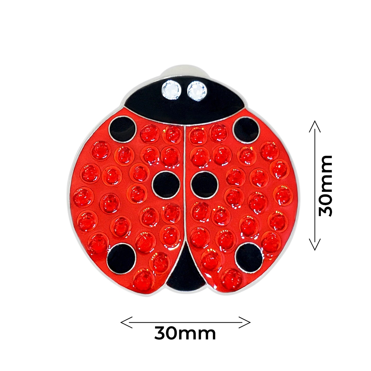 NAVIKA Lady Luck Ladybug Golf Ball Marker with Austrian Crystals | Hat Clip Included | Good Luck Themed Golf Accessory | Sparkling Red | Tournament Gift for Women
